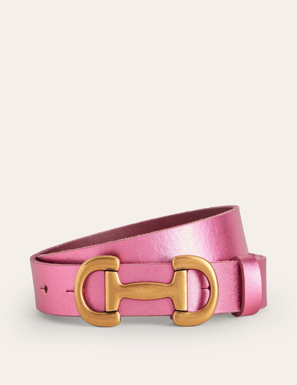 Iris Snaffle-Trim Leather Belt-Pink Peacock Metallic - Image 2