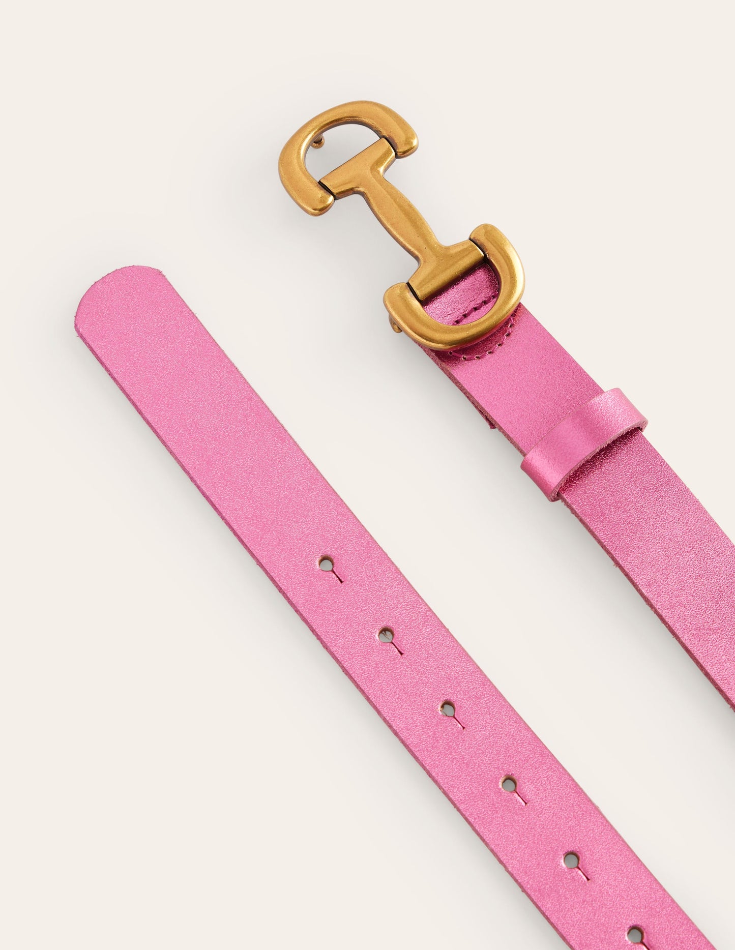 Iris Snaffle-Trim Leather Belt-Pink Peacock Metallic