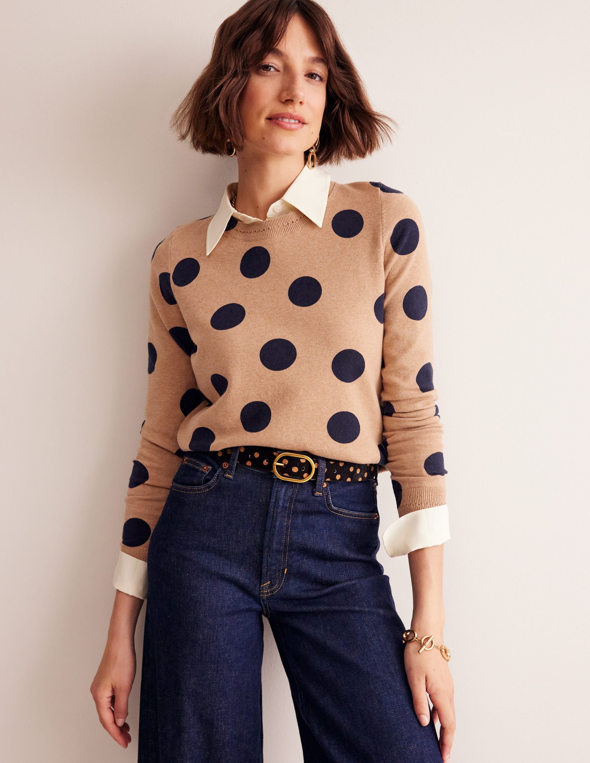 Classic Leather Belt-Black and Camel Spot - Image 1