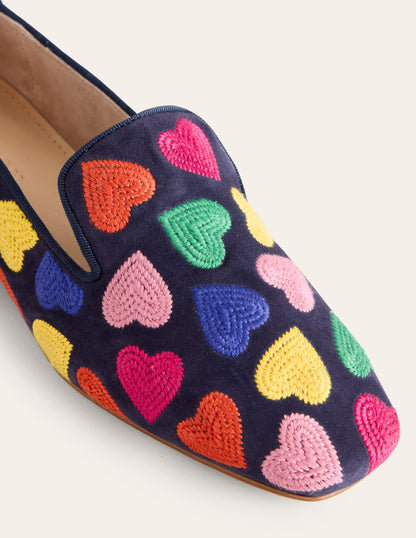 Slipper Cut Loafer-Multi Navy Hearts