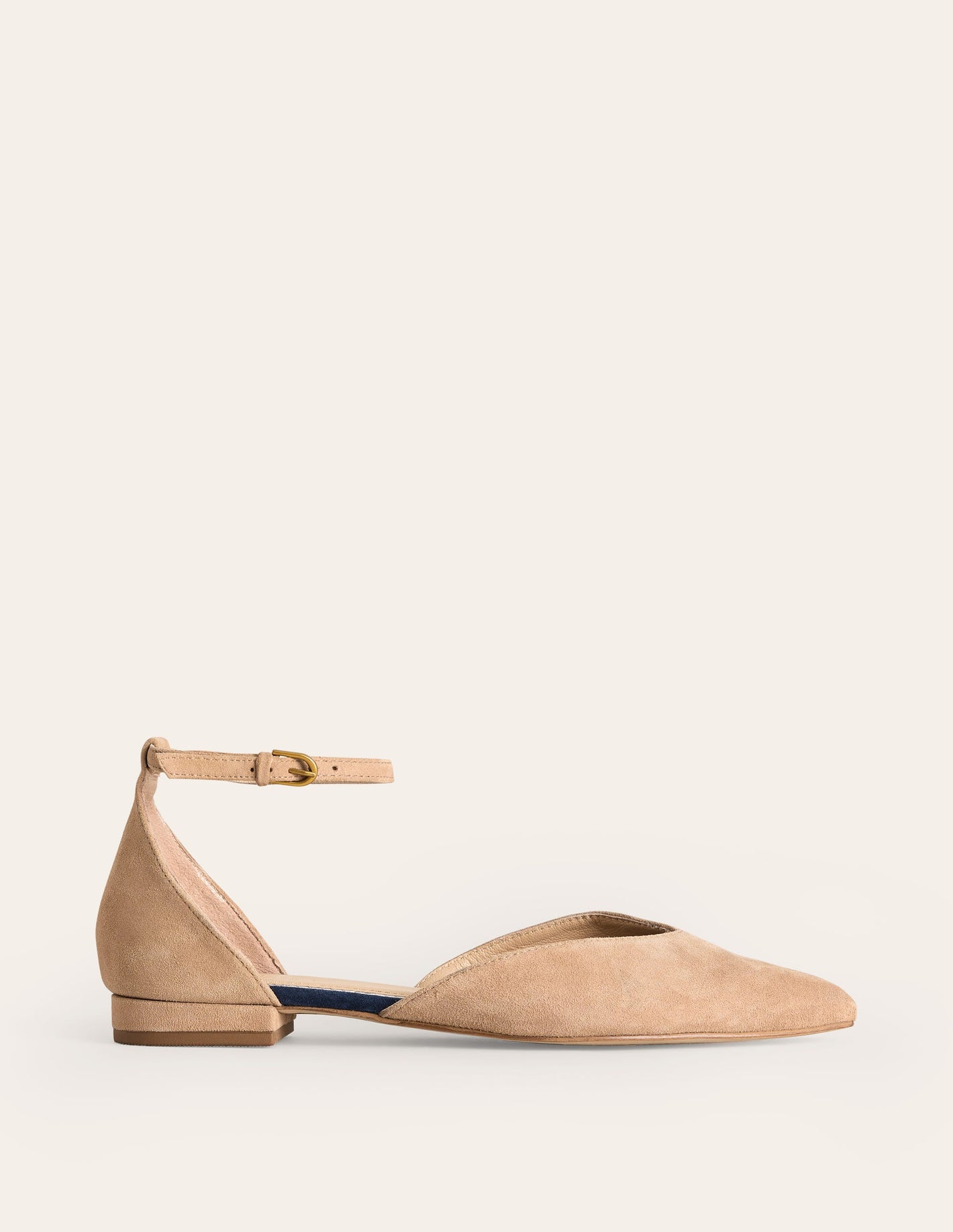 Ankle Strap Point Flats-Macchiato Suede