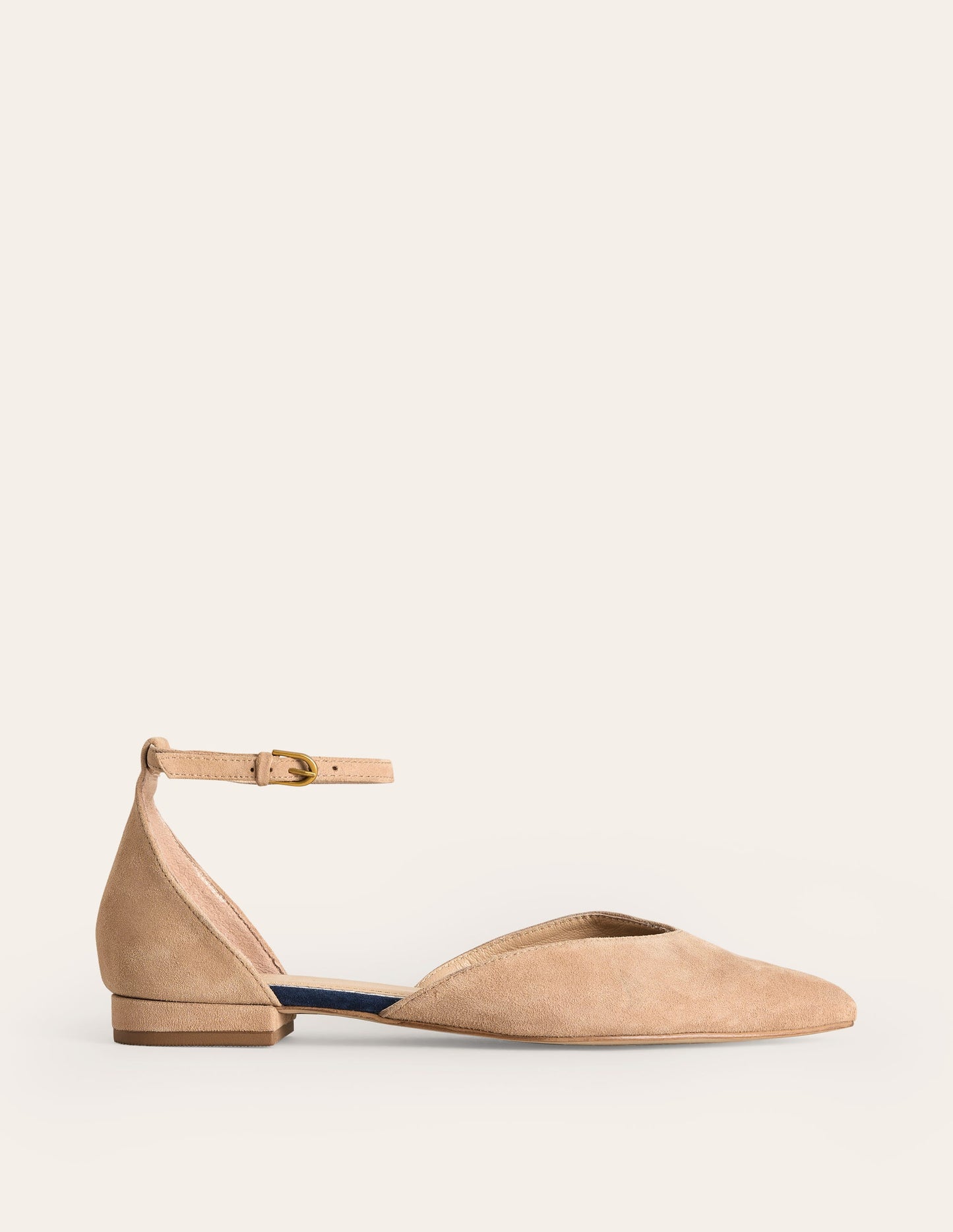 Ankle Strap Point Flats-Macchiato Suede