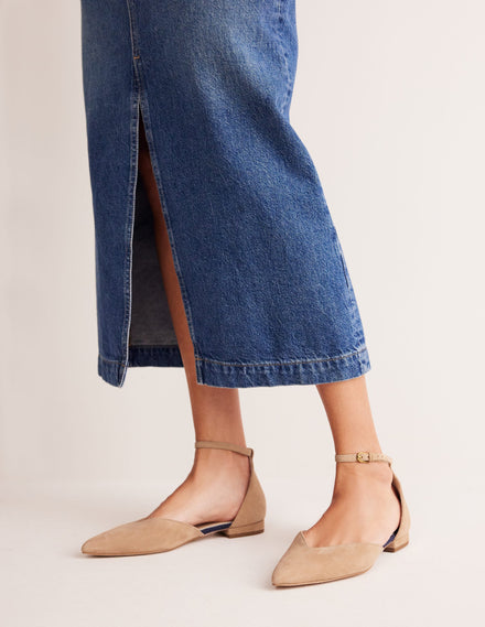 Ankle Strap Point Flats-Macchiato Suede