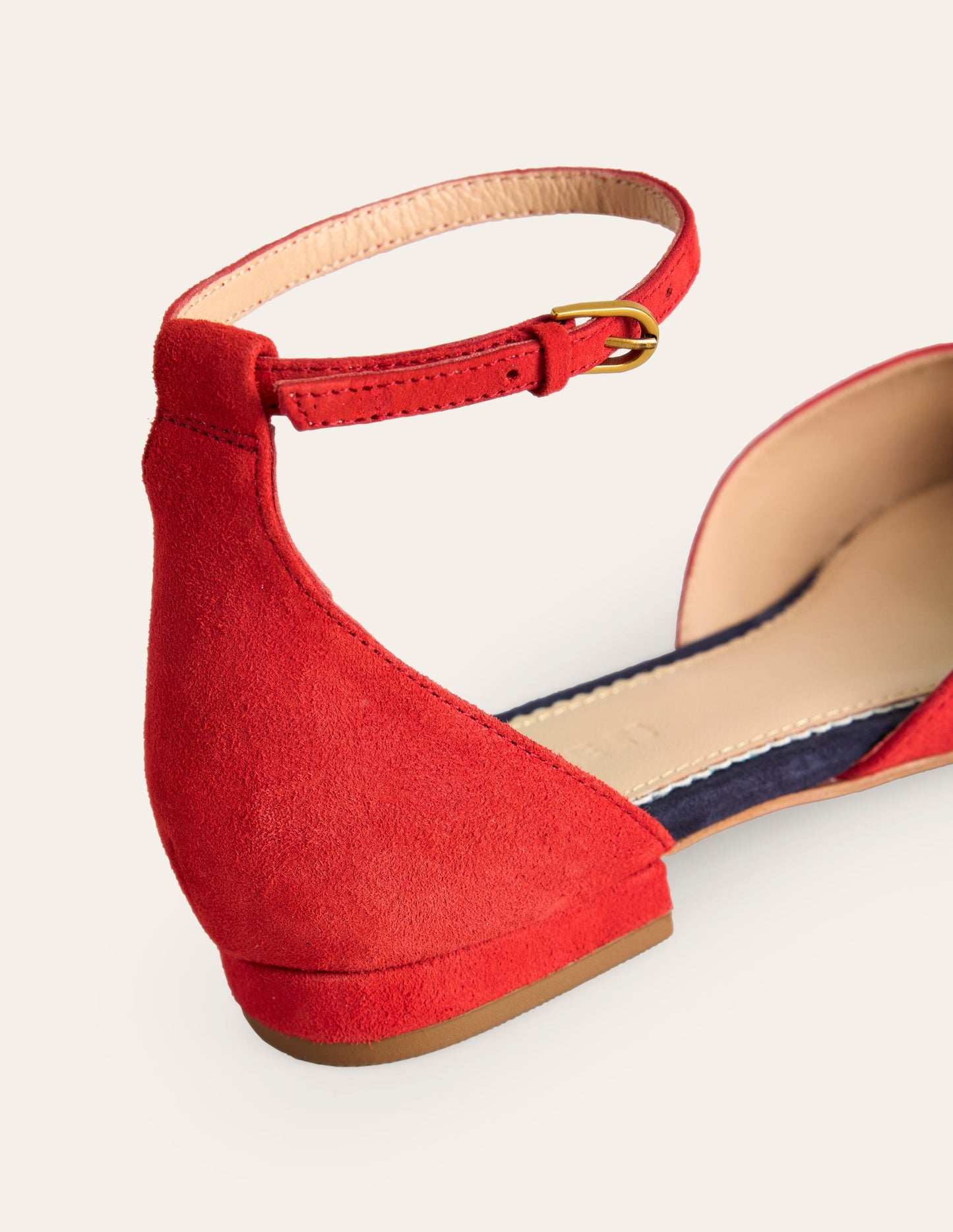 Ankle Strap Point Flats-Post Box Red Suede