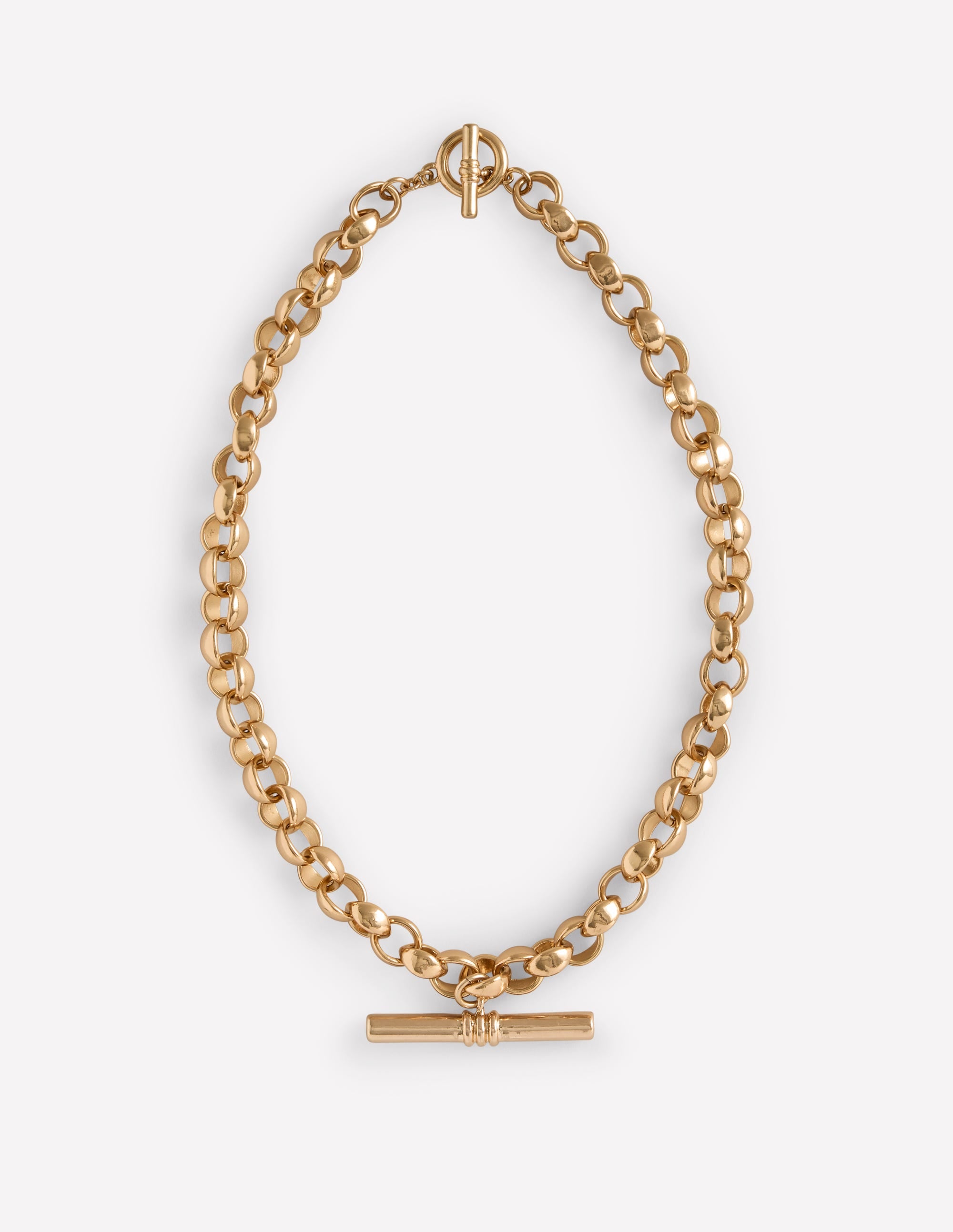 Chunky T-bar Chain Necklace-Gold Colour - Image 1