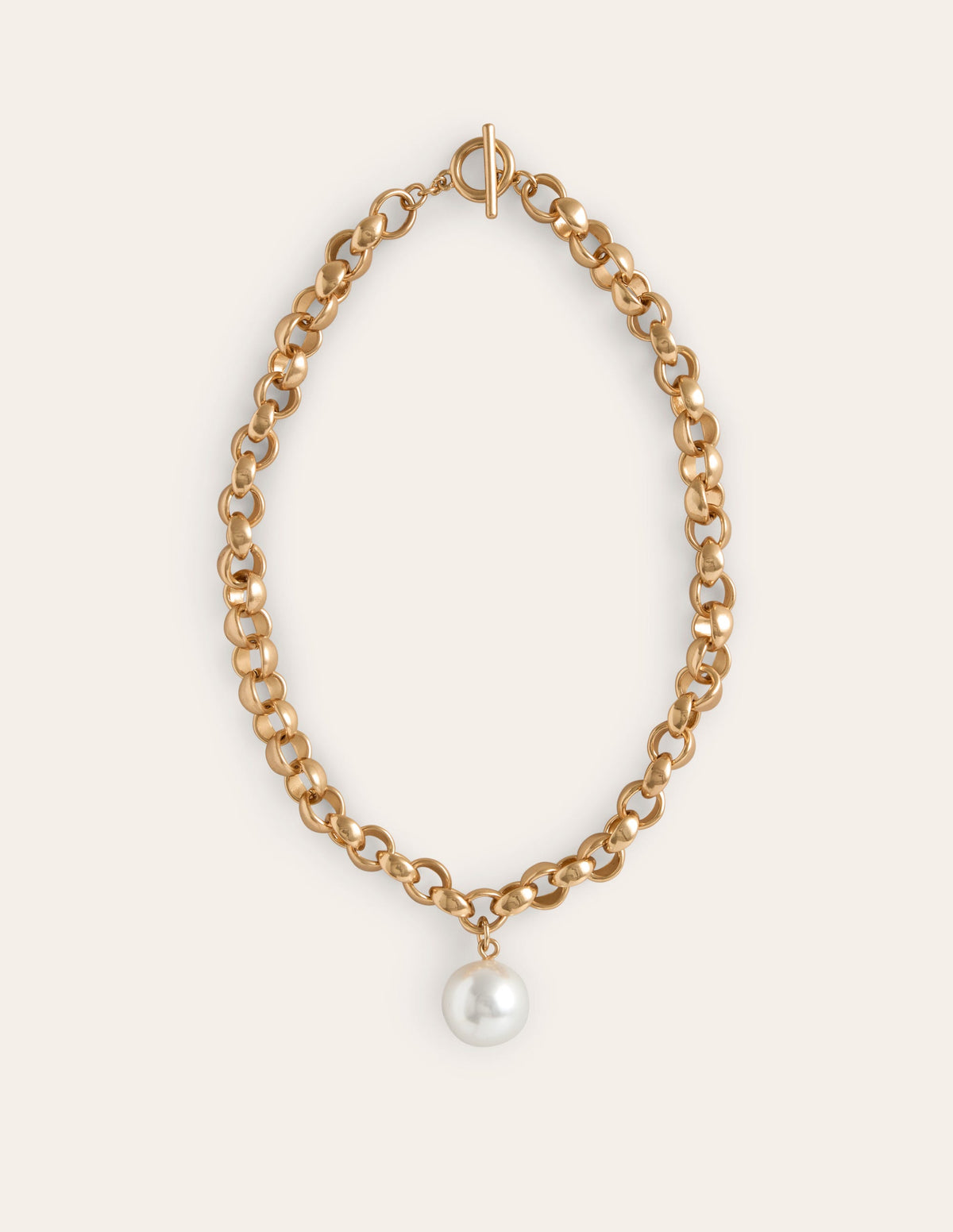 Chunky Faux Pearl Necklace-Gold - Image 2