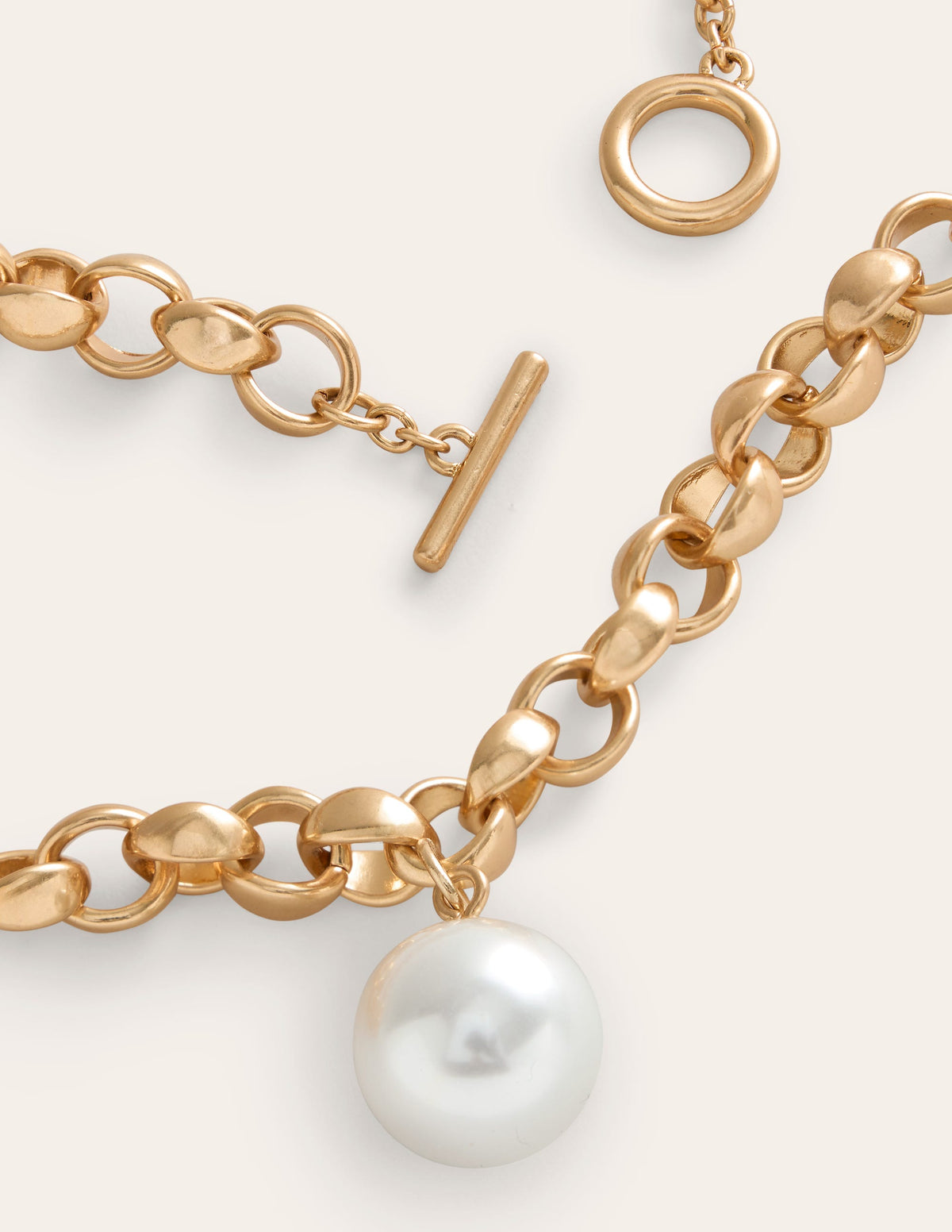 Chunky Faux Pearl Necklace-Gold - Image 3