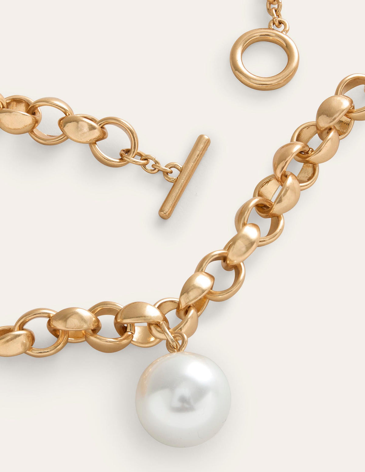 Chunky Faux Pearl Necklace-Gold - Image 4