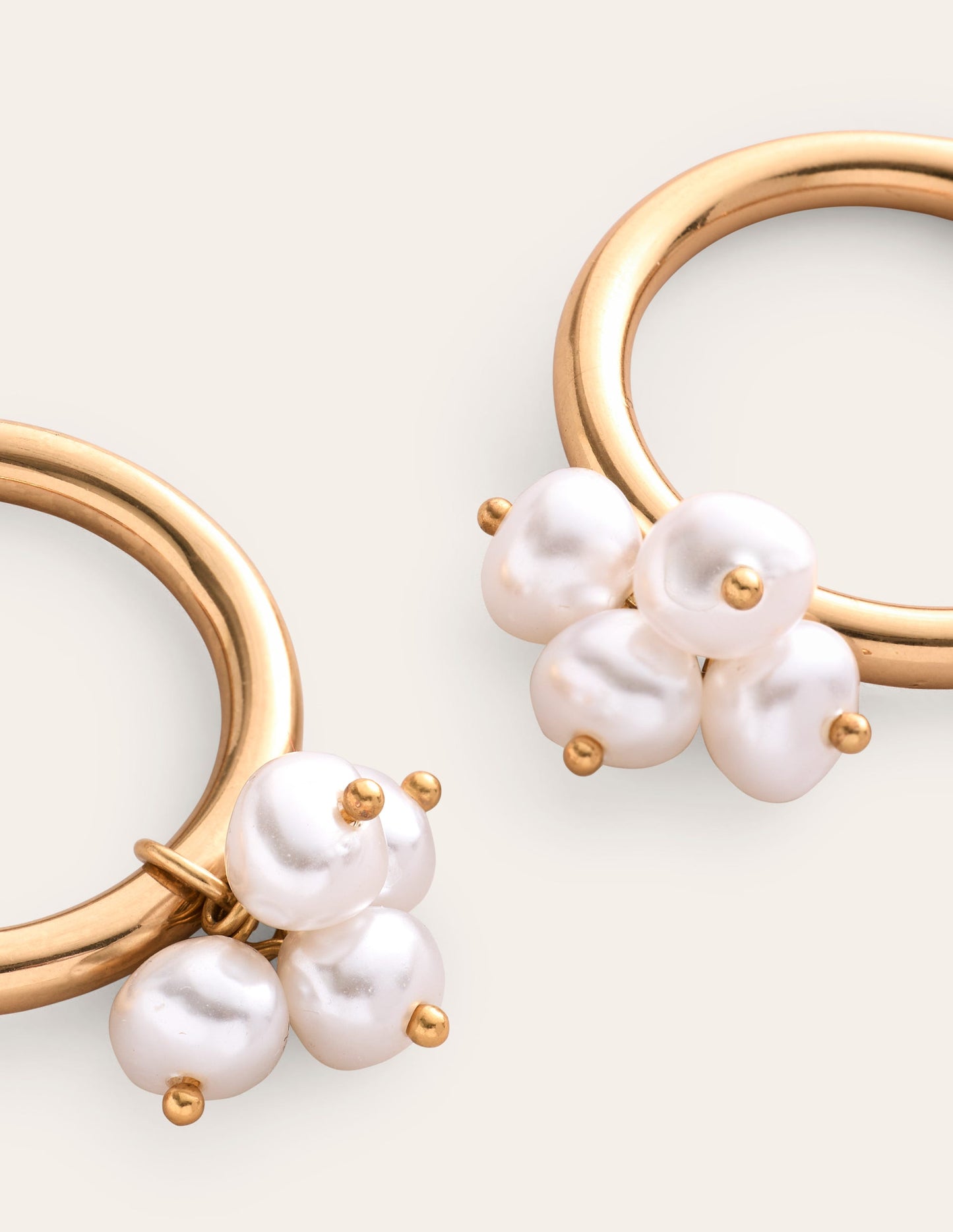 Faux Pearl Cluster Hoops-Gold