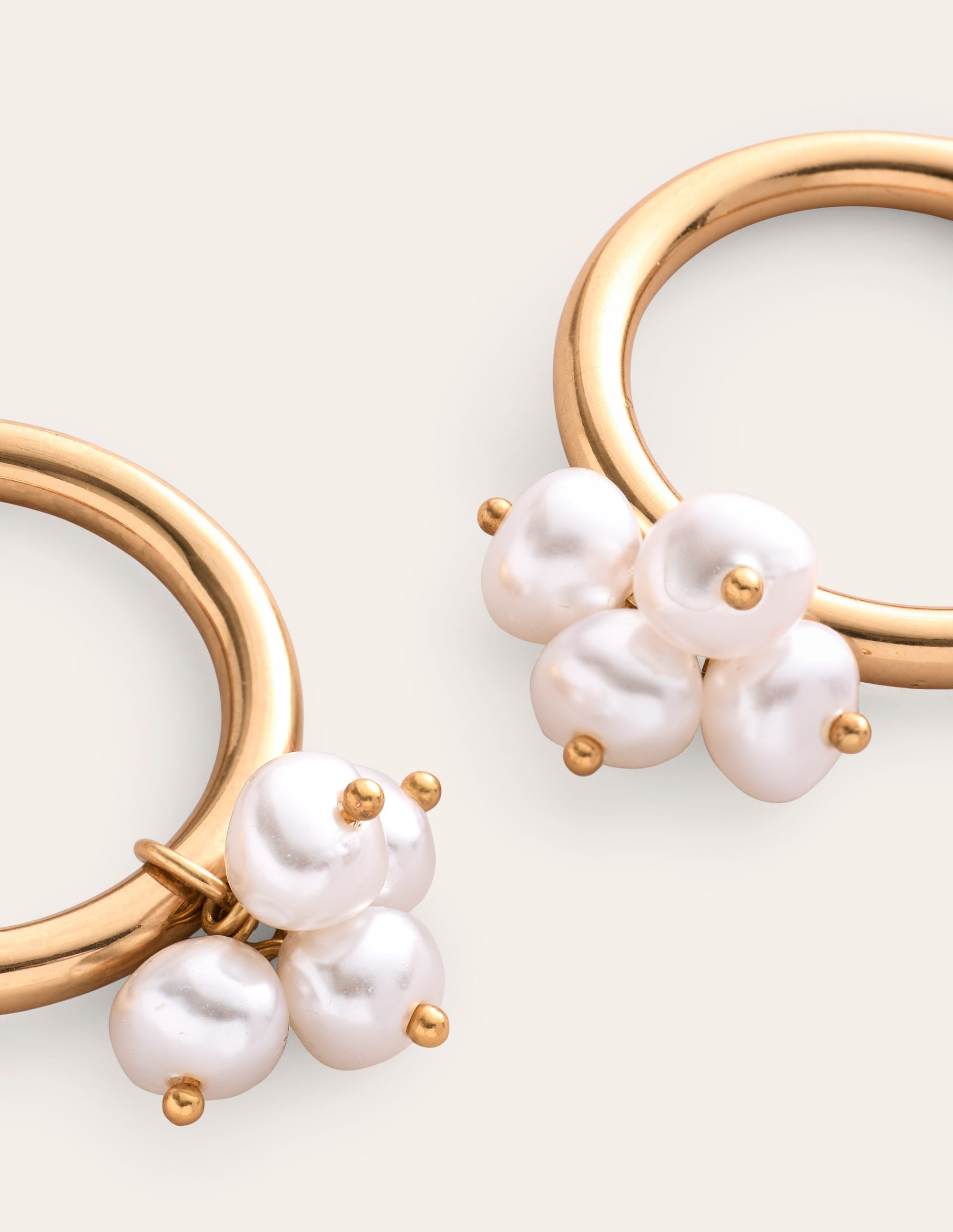 Faux Pearl Cluster Hoops-Gold - Image 3