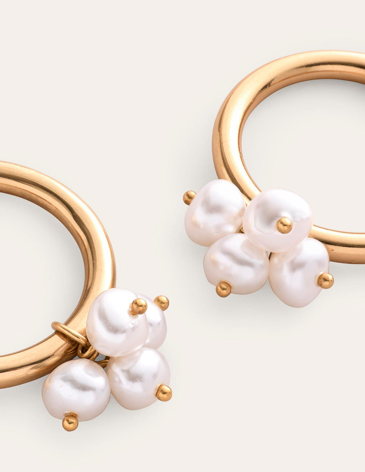 Faux Pearl Cluster Hoops-Gold - Image 4