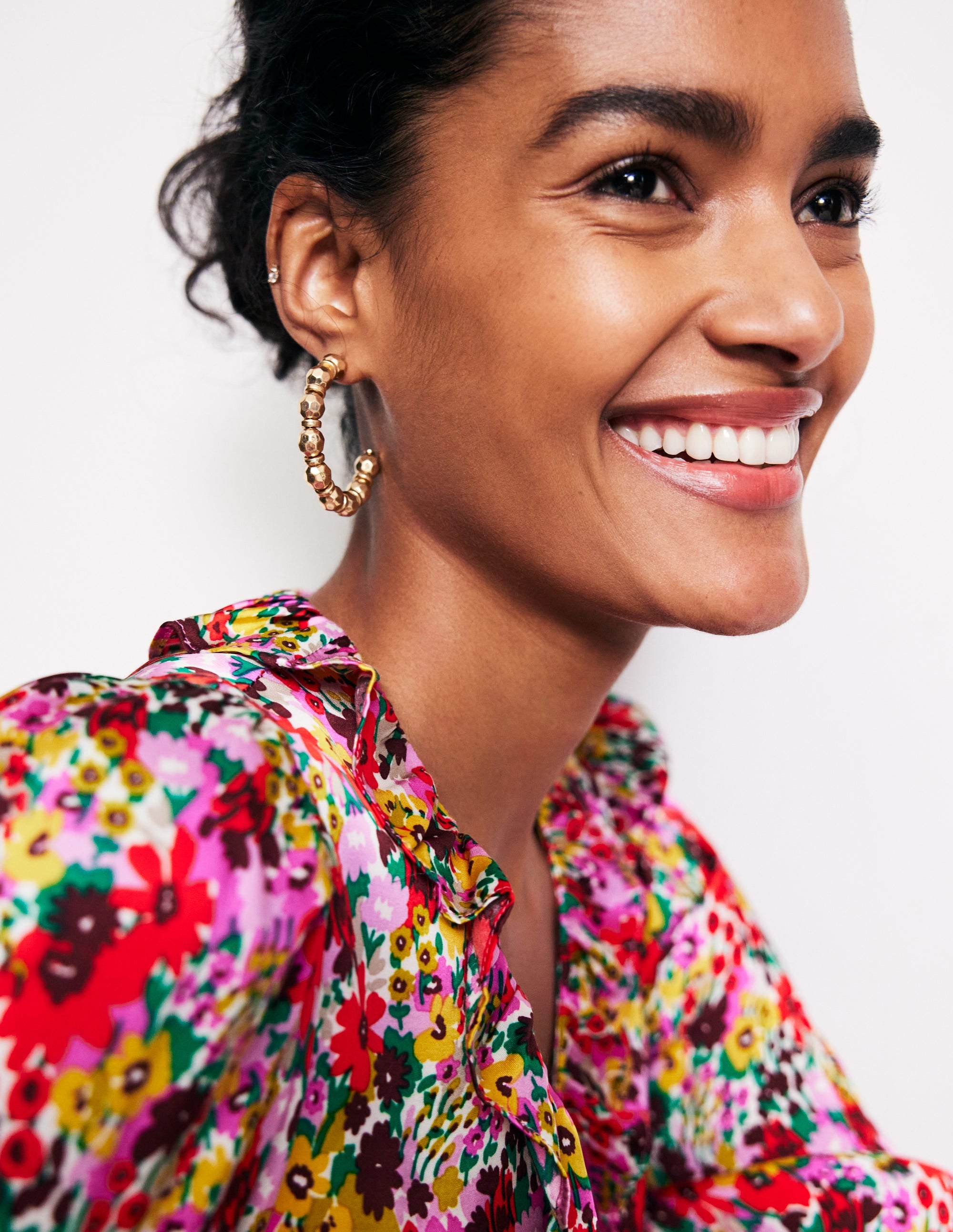 Ball Hoop Earrings-Gold - Image 1