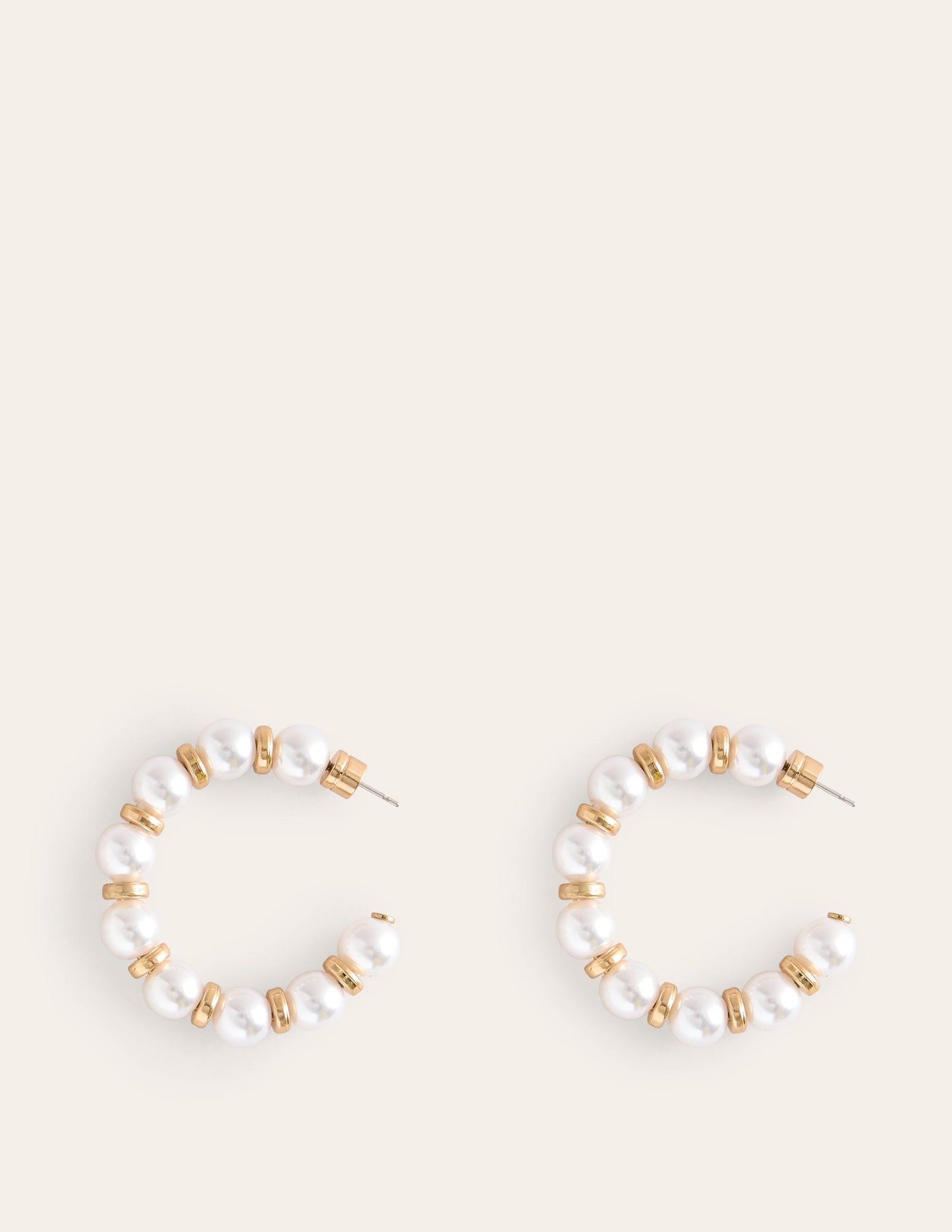 Ball Hoop Earrings-Pearl