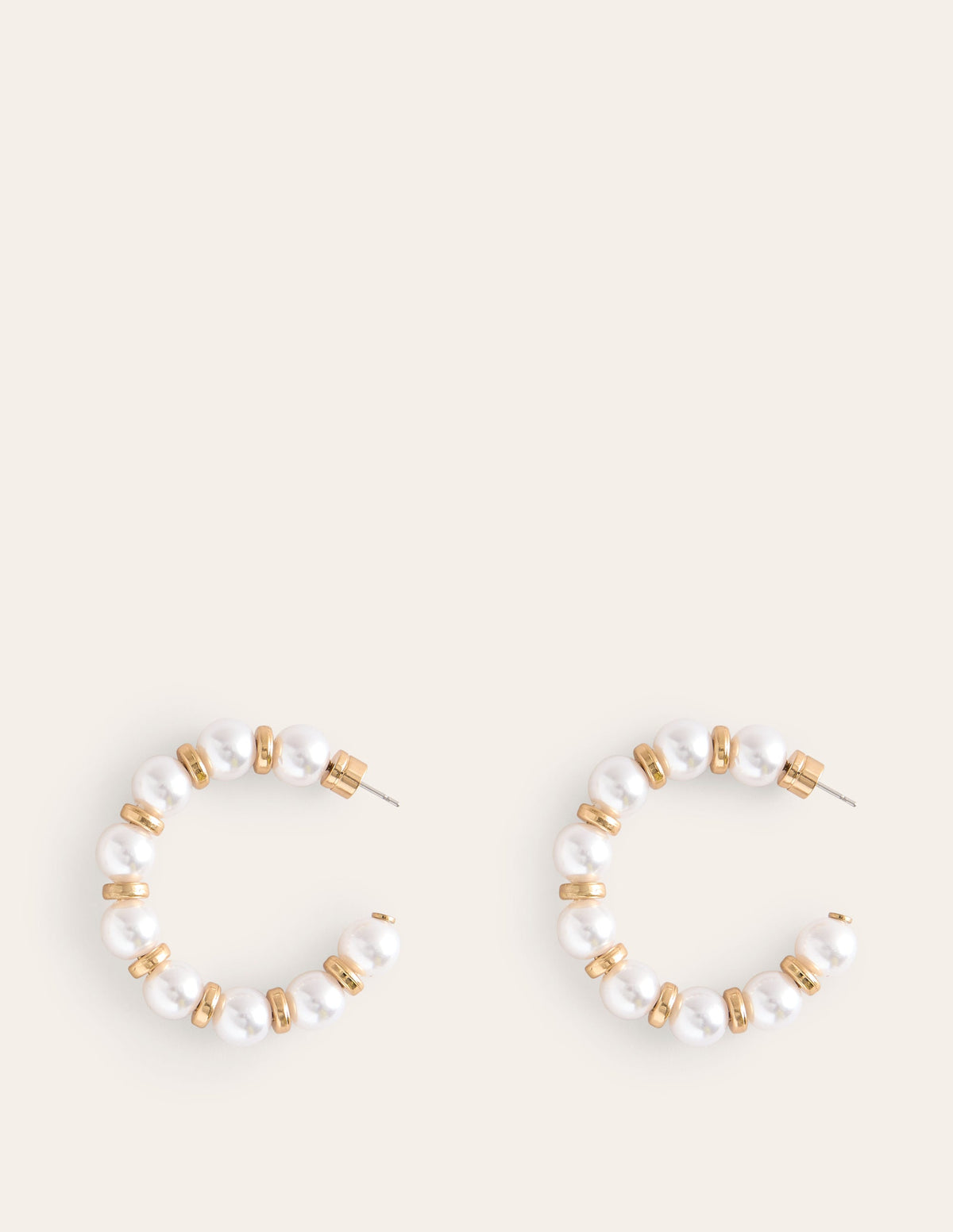 Ball Hoop Earrings-Pearl - Image 2