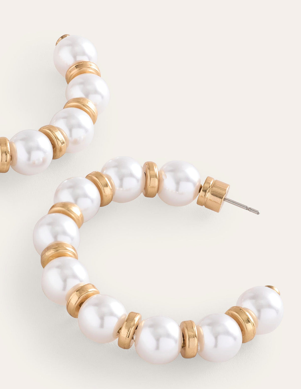 Ball Hoop Earrings-Pearl - Image 4