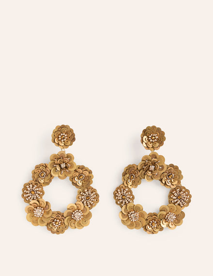 Mega Flower Earrings-Gold