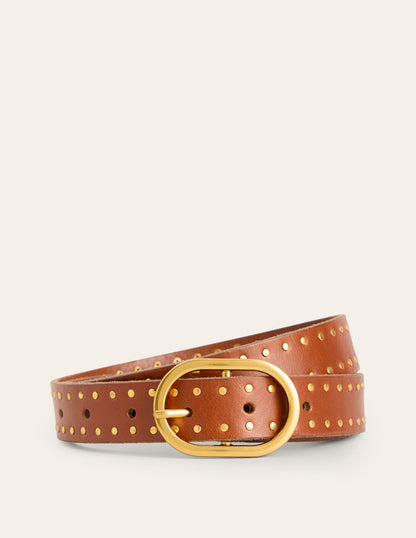 Studded Classic Belt-Tan