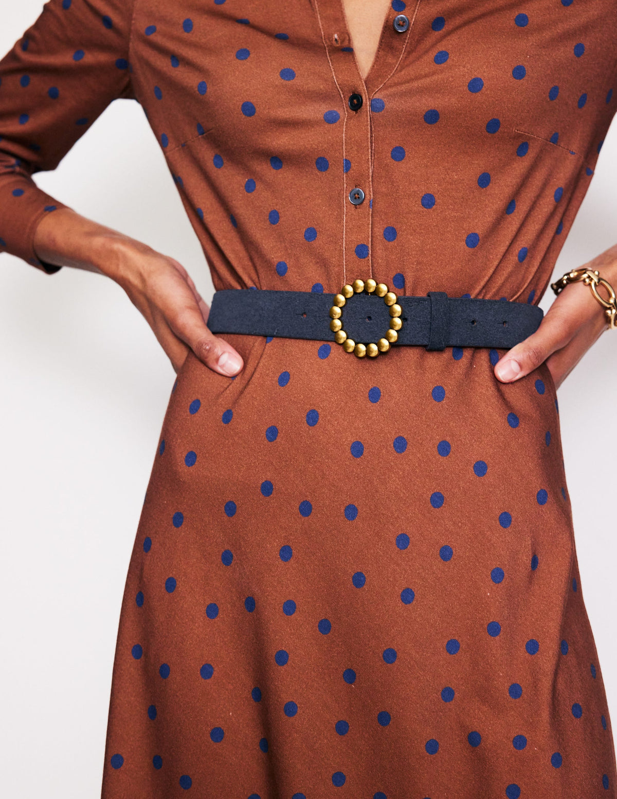 Interest Buckle Belt-Navy - Image 1