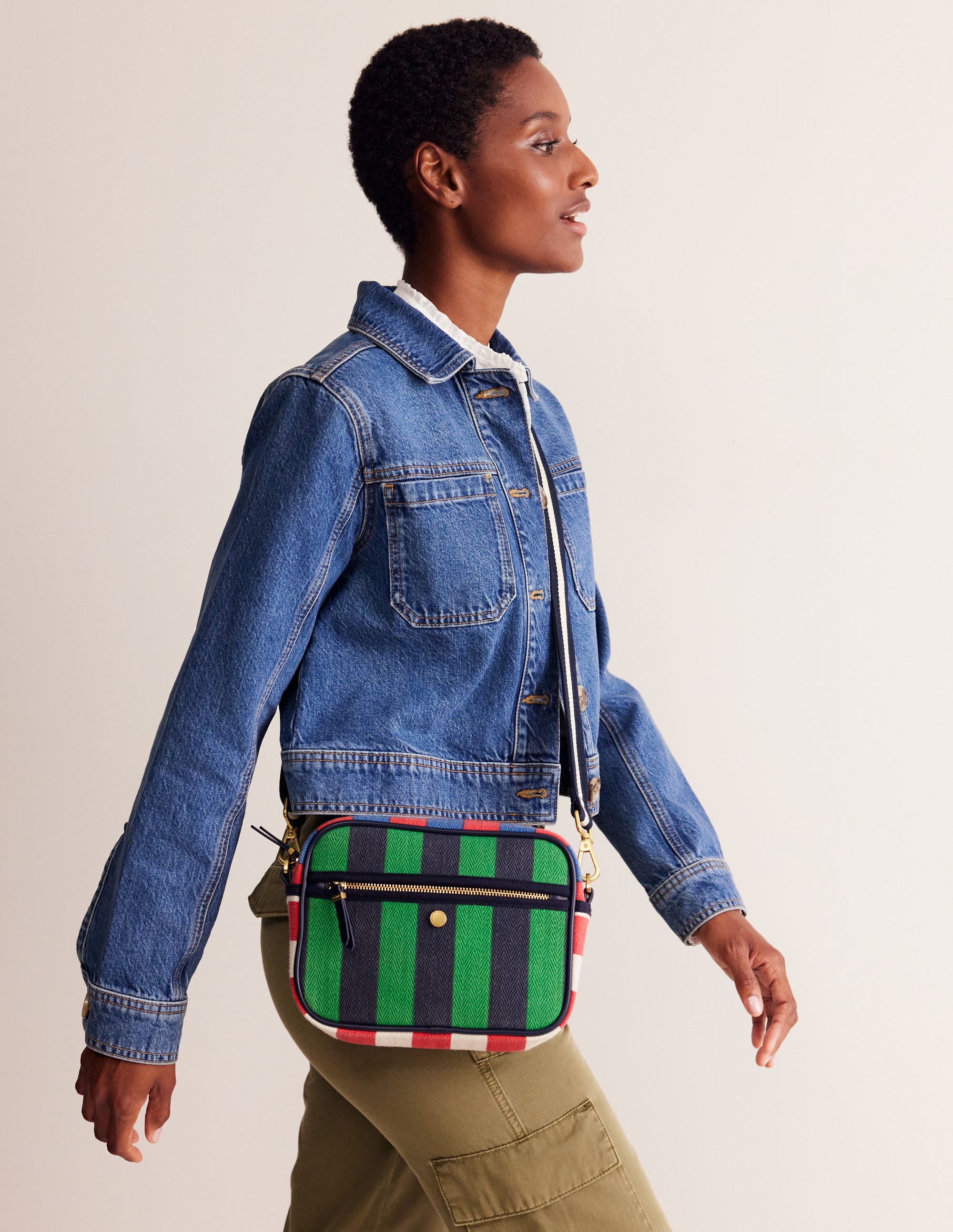 Canvas Cross-body Bag-Multi Stripe - Image 1