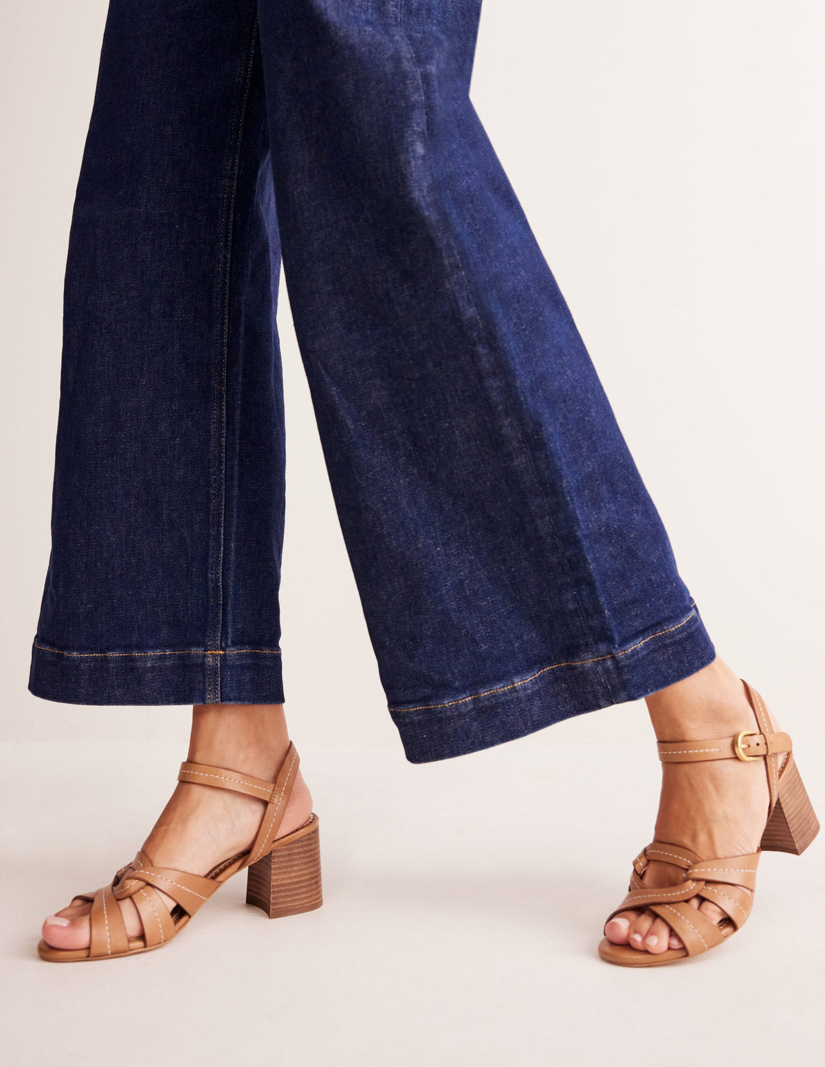 Block Heel Sandal-Tan - Image 1