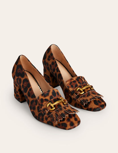 Iris Ghillie Heeled Loafers-Leopard