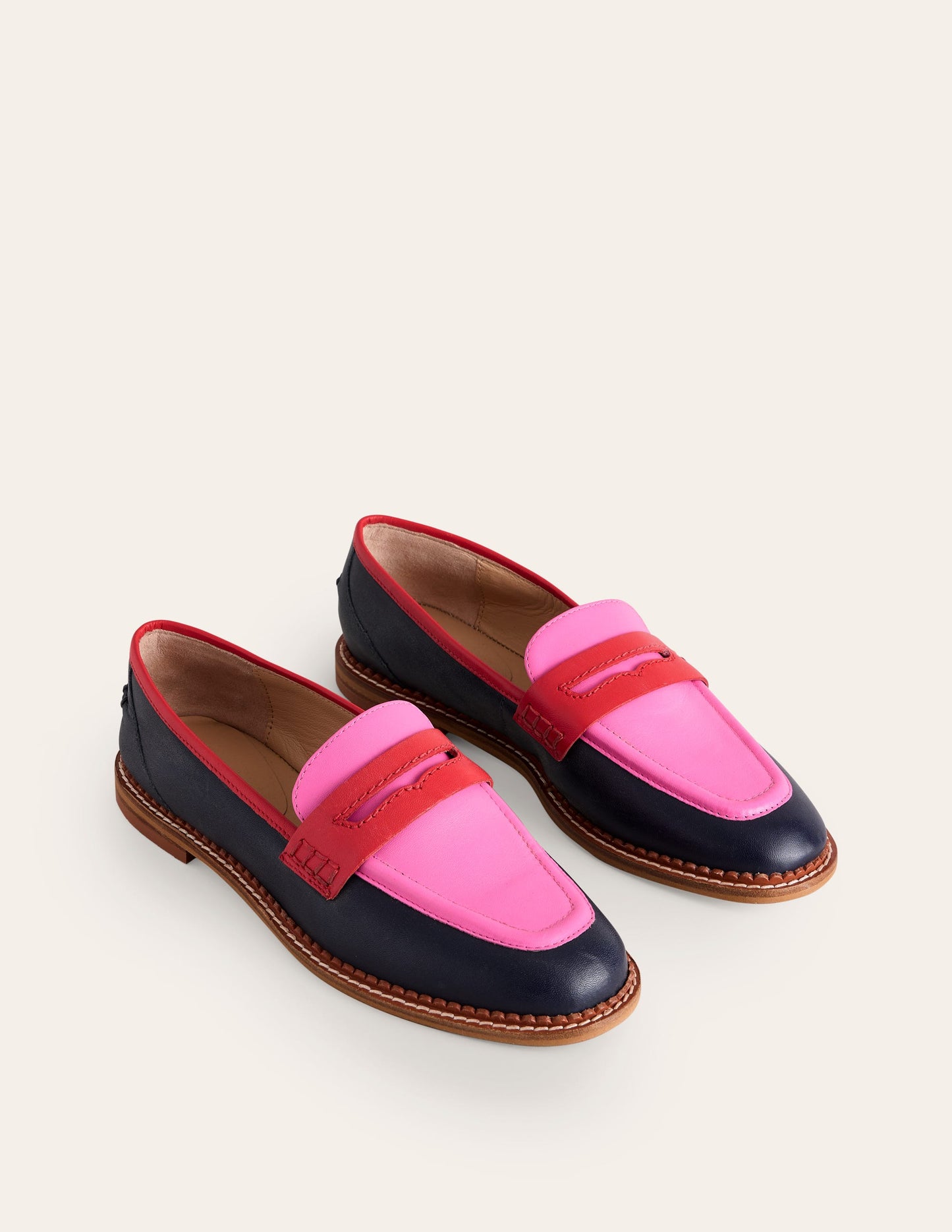 Nya Penny Loafers-Navy/Pink Tourmaline