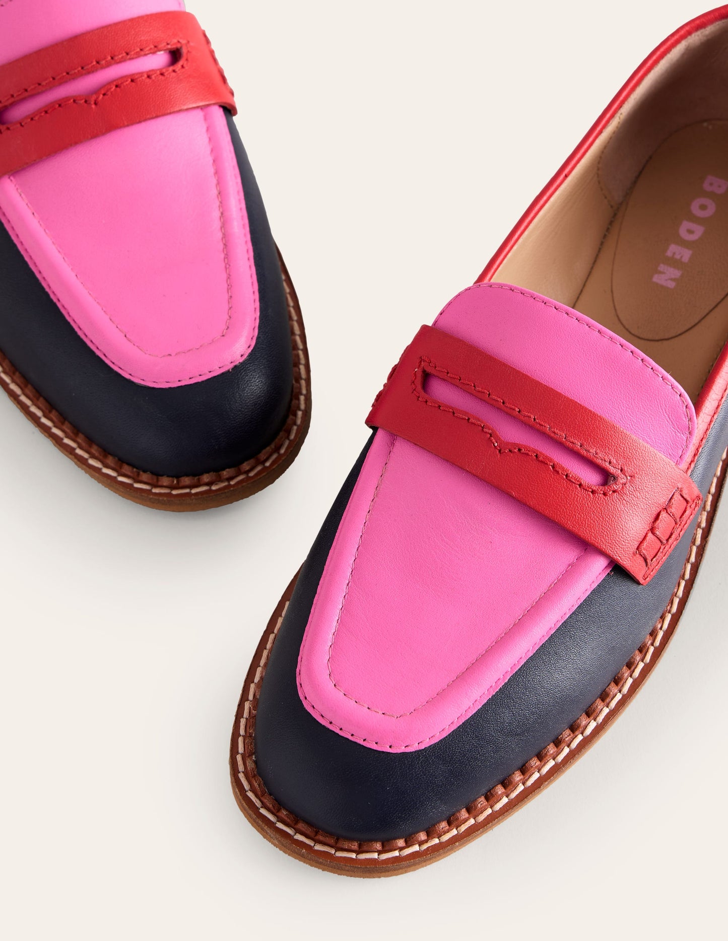 Nya Penny Loafers-Navy/Pink Tourmaline