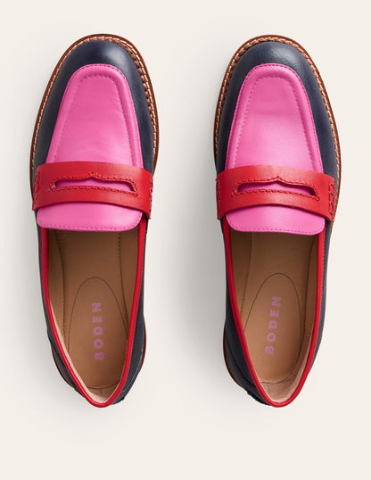 Nya Penny Loafers-Navy/Pink Tourmaline