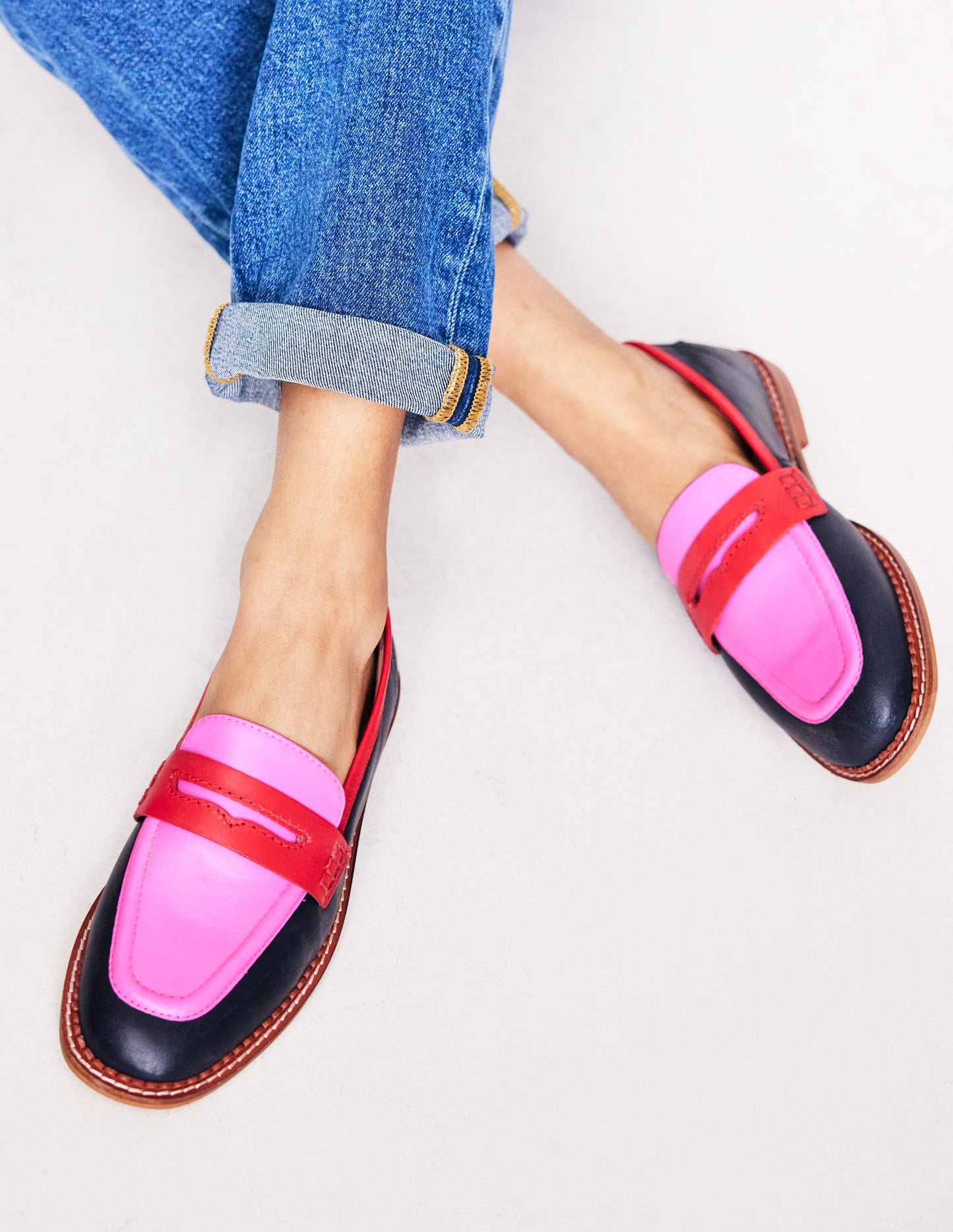 Nya Penny Loafers-Navy/Pink Tourmaline