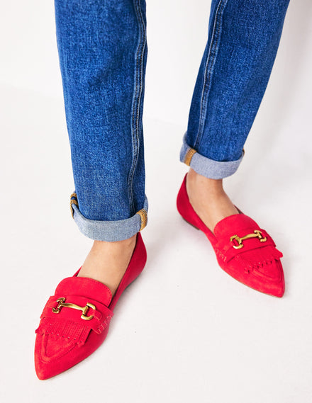 Iris Ghillie Loafers-Red Suede