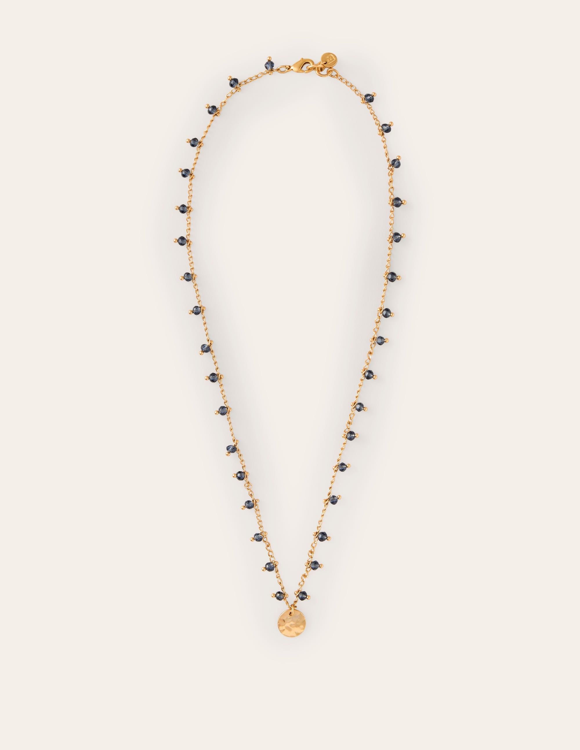 Delicate Bead Necklace-Navy - Image 2