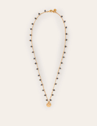 Delicate Bead Necklace-Navy