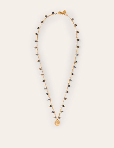 Delicate Bead Necklace-Navy