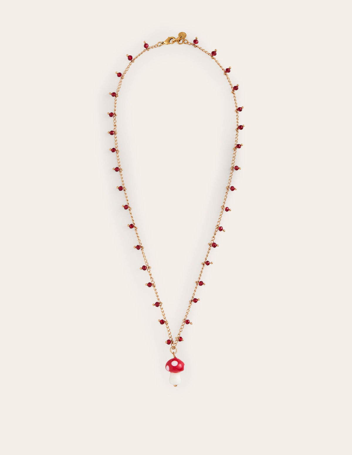 Delicate Bead Necklace-Red Mushroom - Image 2