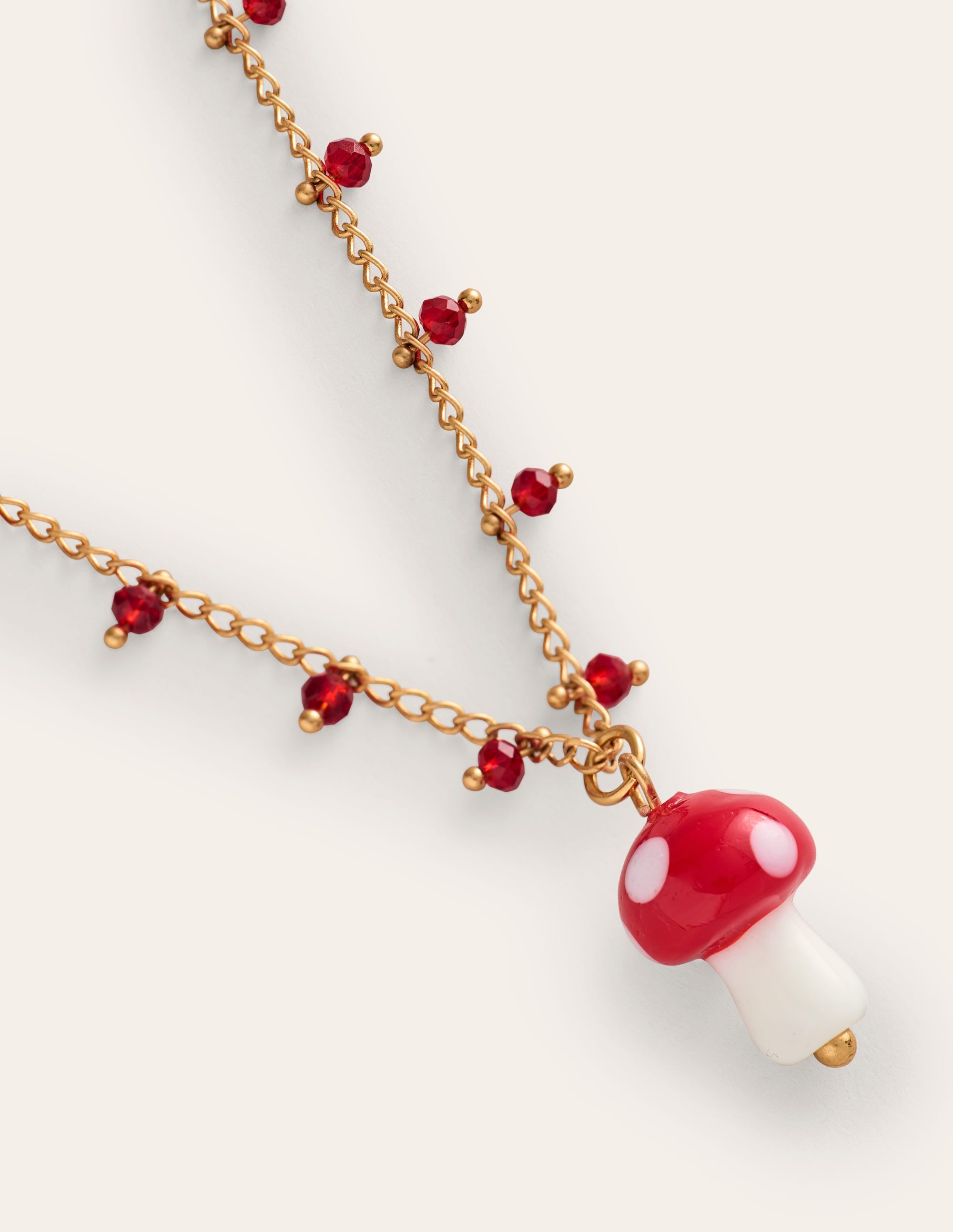 Delicate Bead Necklace-Red Mushroom - Image 3