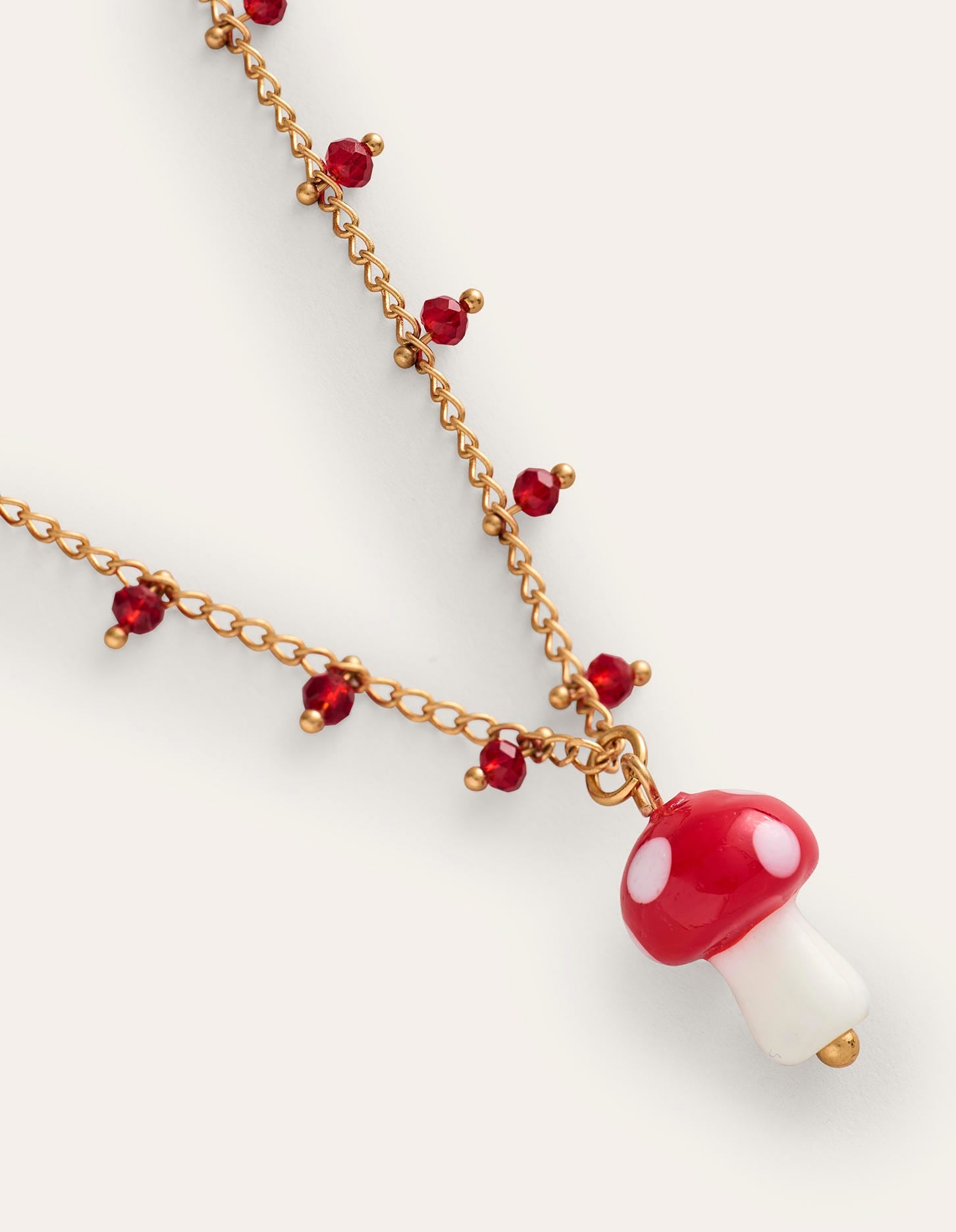 Delicate Bead Necklace-Red Mushroom - Image 4