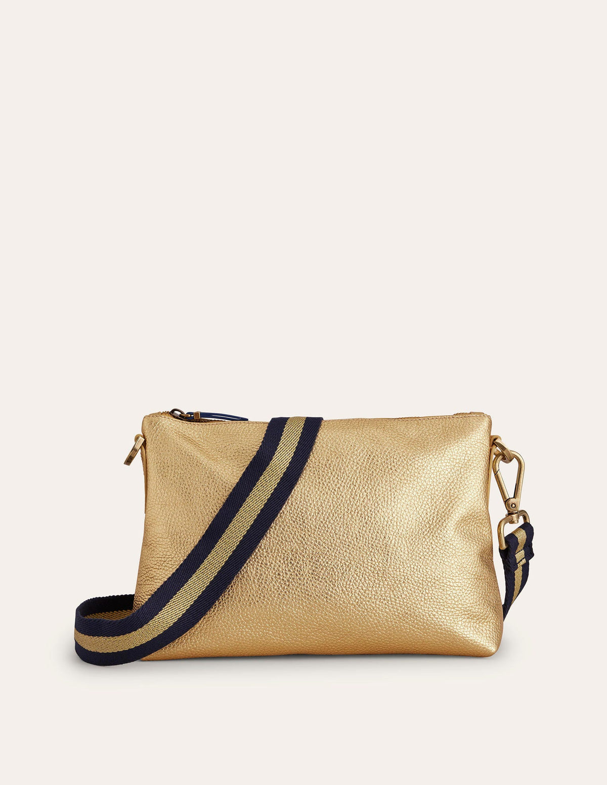 Leather Cross-body Bag-Gold Metallic - Image 2