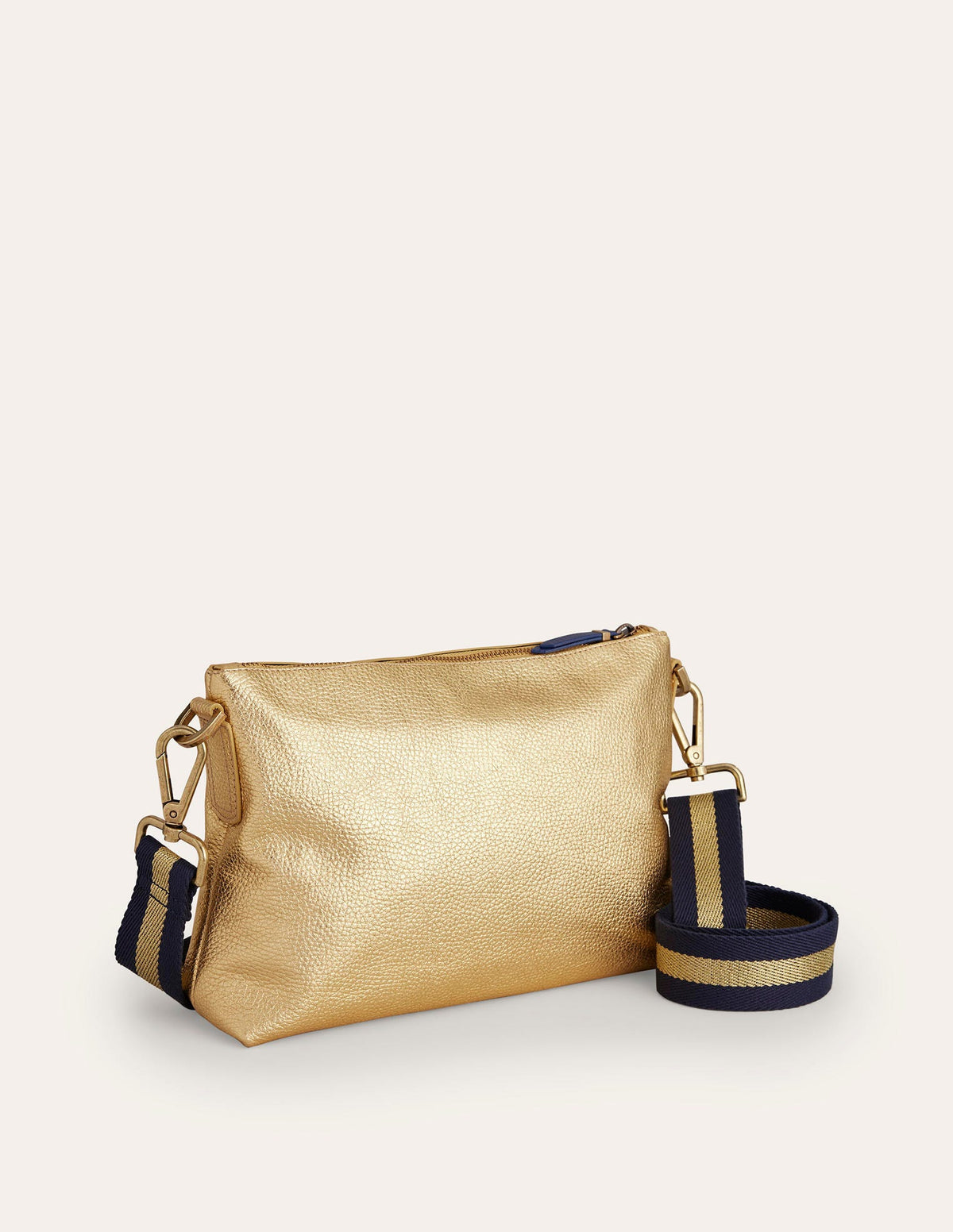 Leather Cross-body Bag-Gold Metallic-3