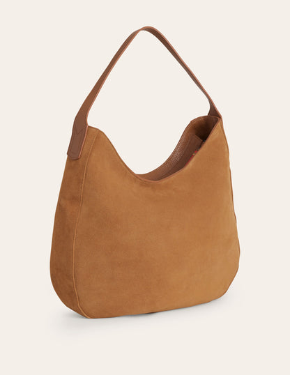 Suede Hobo Bag-Tan-3