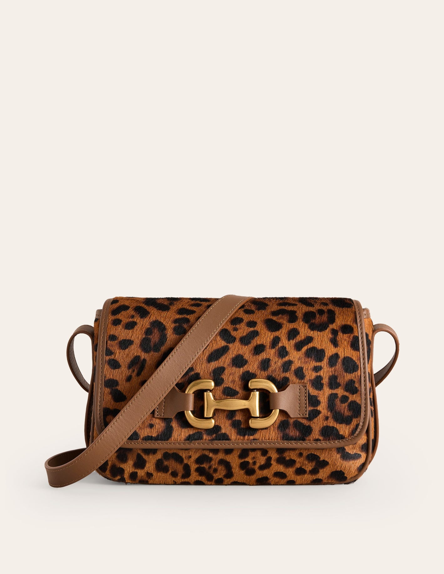 Iris Snaffle Leather Bag-Leopard