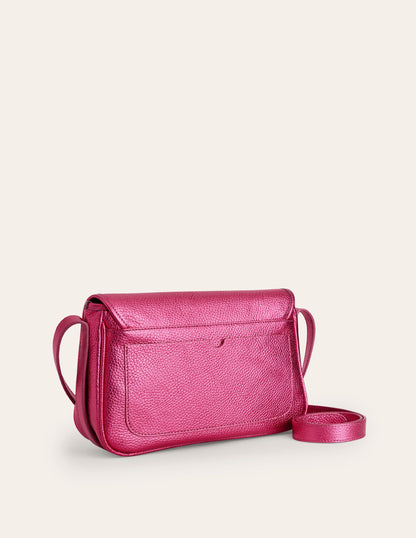 Iris Snaffle Leather Bag-Metallic Pink