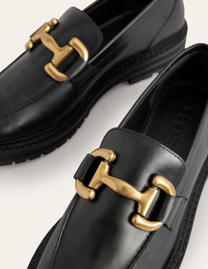 Iris Chunky Snaffle Loafers-Black