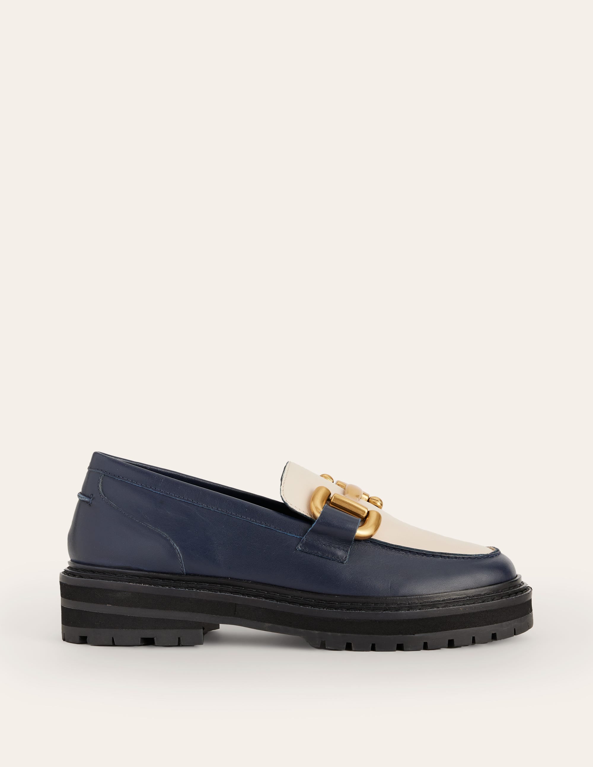 Iris Chunky Snaffle Loafers-Navy / Ecru - Image 2