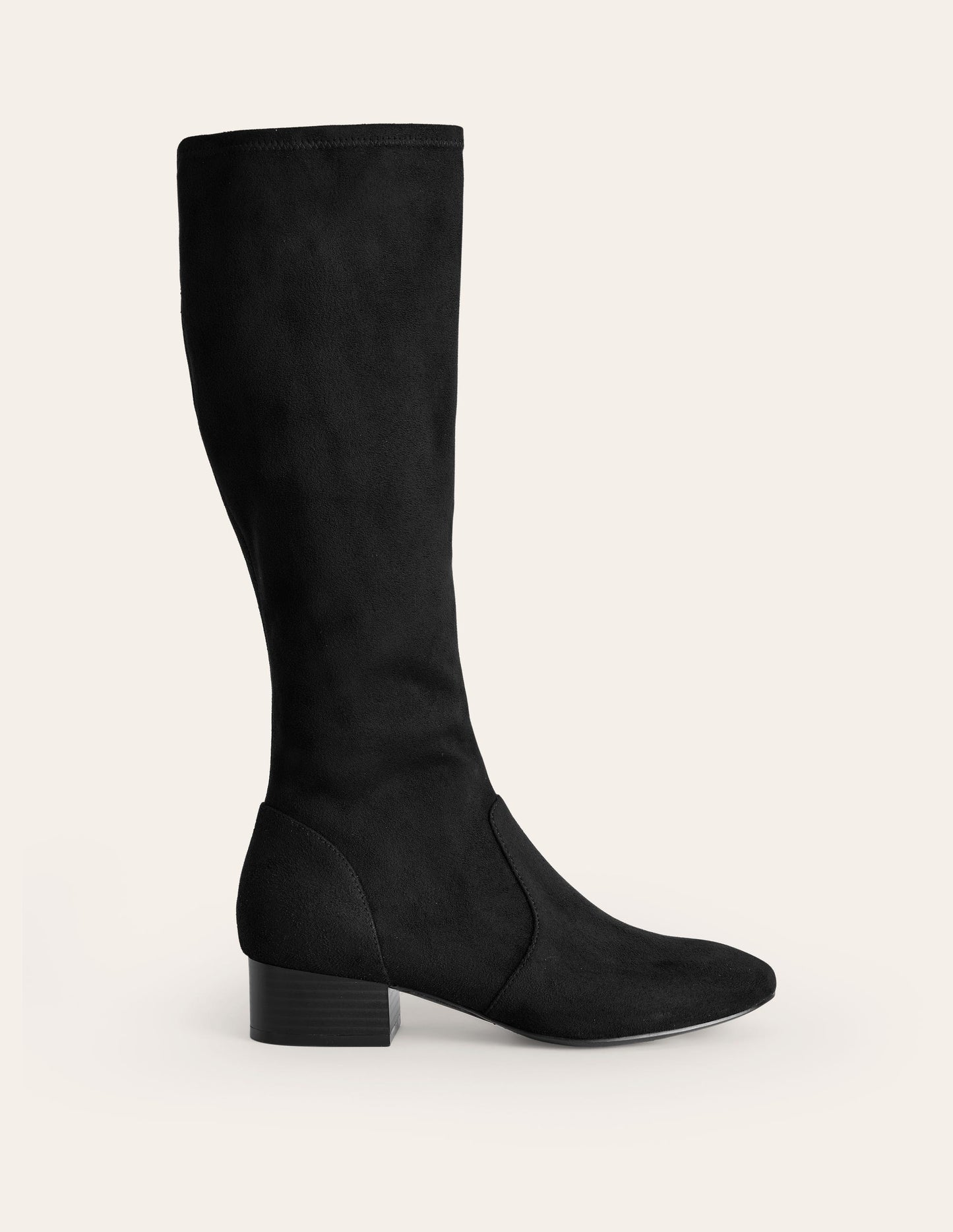 Flat Stretch Knee Boots-Black