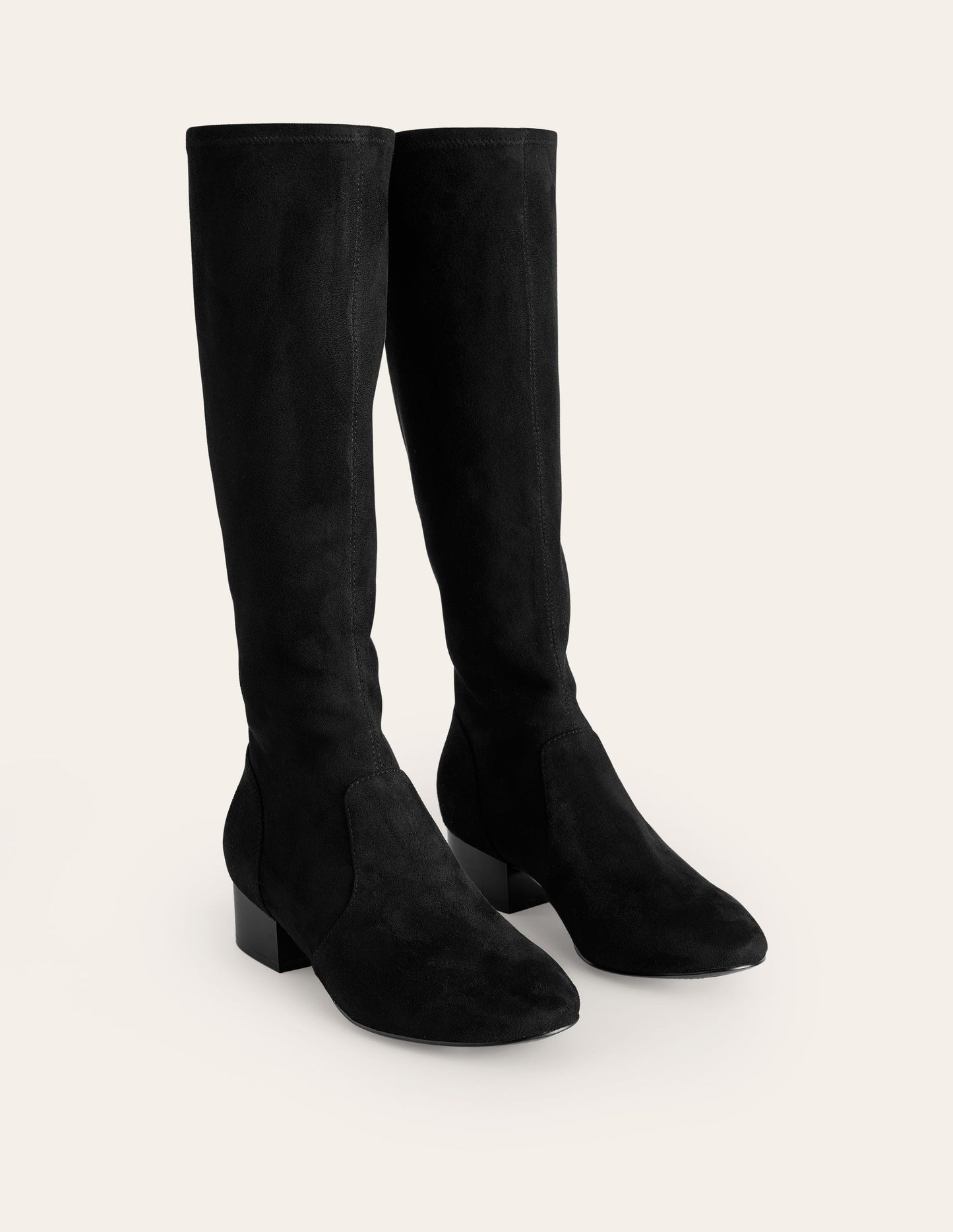 Flat Stretch Knee Boots-Black