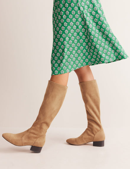 Flat Stretch Knee Boots-Acorn