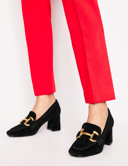 Iris Snaffle Heeled Loafers-Black