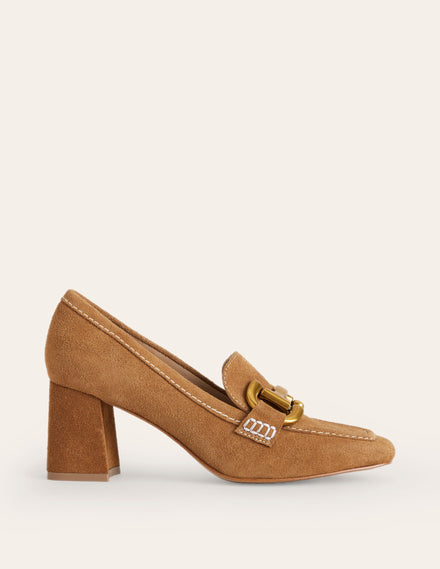 Iris Snaffle Heeled Loafers-Tan