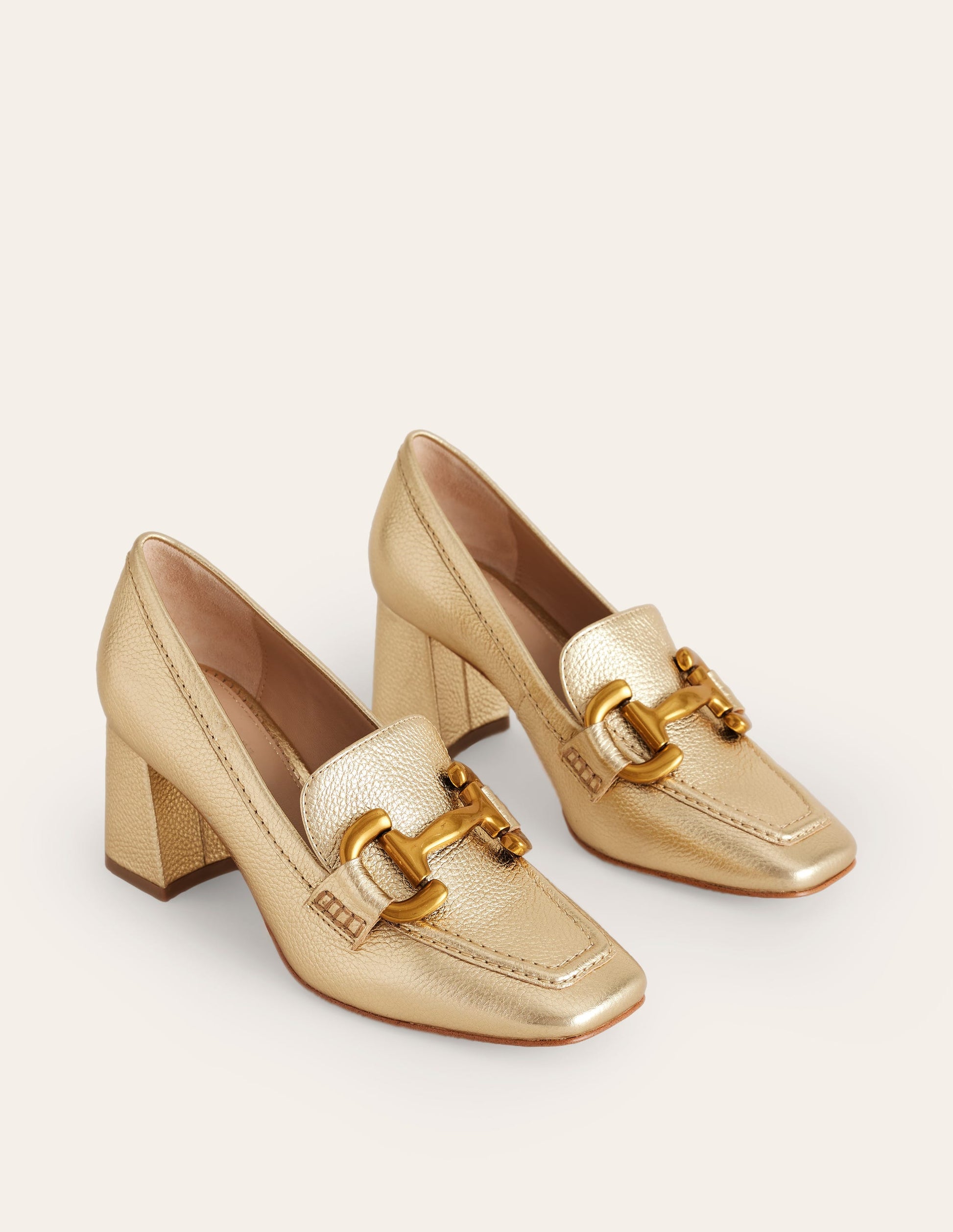 Iris Snaffle Heeled Loafers-Gold-3