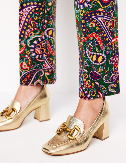 Iris Snaffle Heeled Loafers-Gold